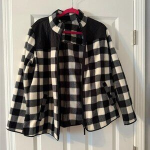 Talbots | Womens Black and White Soft Plaid Zippered Coat | Size 1X